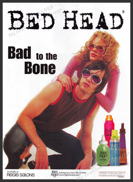 Bed Head 2000s Print Advertisement 2002 "Bad to the Bone" Couple Fetch-the-Paper