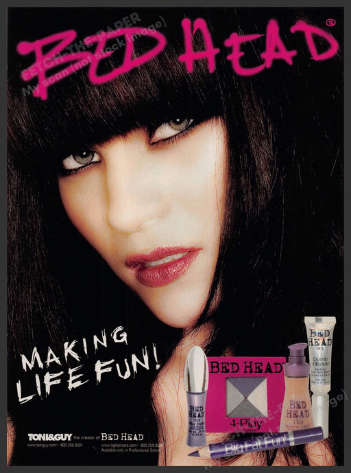 Bed Head Hair 2000s Print Advertisement 2004 Bangs 4-Play "Making Life Fun" Fetch-the-Paper