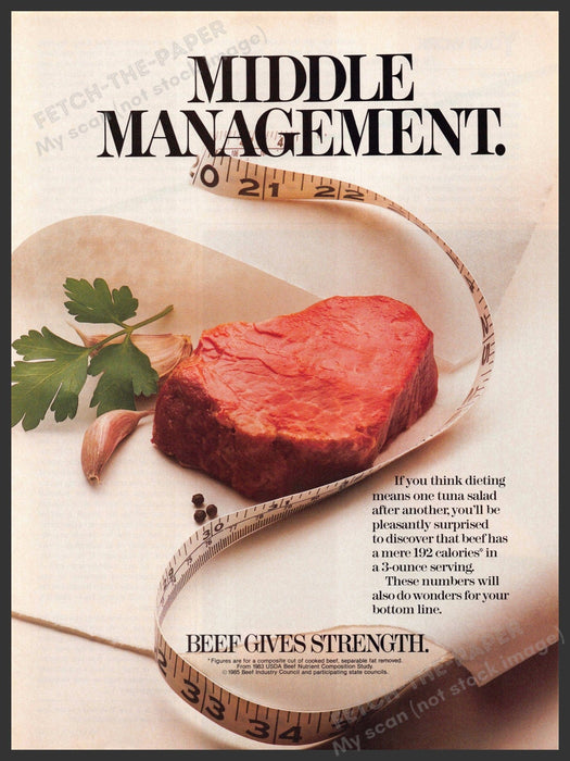 Beef 1980s Print Advertisement Ad 1986 USDA Beef Nutrient Composition Study Beef