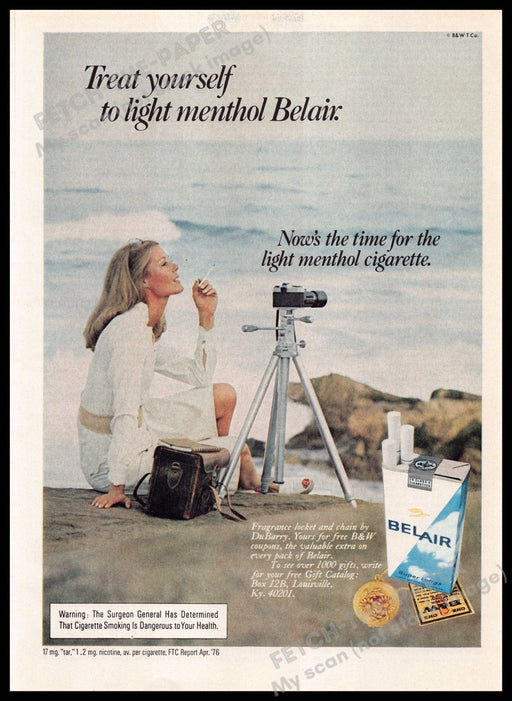 Belair Cigarettes 1970s Magazine Print Advertisement 1976 Female Photographer Belair