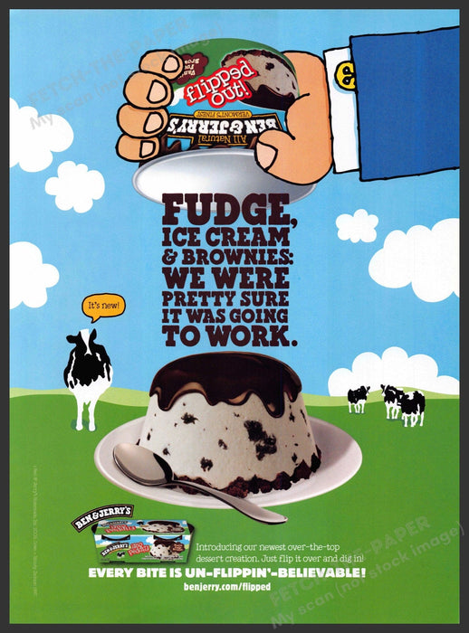 Ben & Jerry's 2000s Print Advertisement Ad 2009 "Flipped Out!" Ben & Jerry's