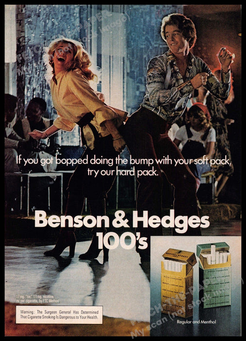 Benson & Hedges 100's 1970s Print Advertisement 1977 Disco Couple Dancing Benson & Hedges