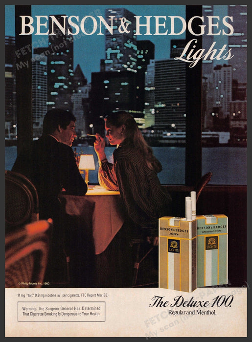 Benson & Hedges Cigarettes 1980s Print Advertisement 1984 Possible Twin Towers Fetch-the-Paper