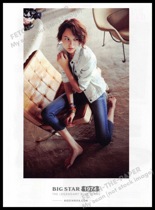 Big Star Jeans 2010s Magazine Print Ad 2013 Skinny Legs Teen Chair Barefoot Big Star Jeans