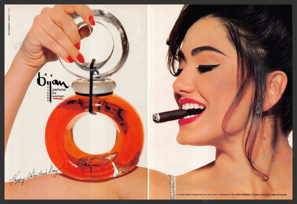 Bijan 1990s Print Advertisement Ad 1993 Model Smoking Cigar Bijan