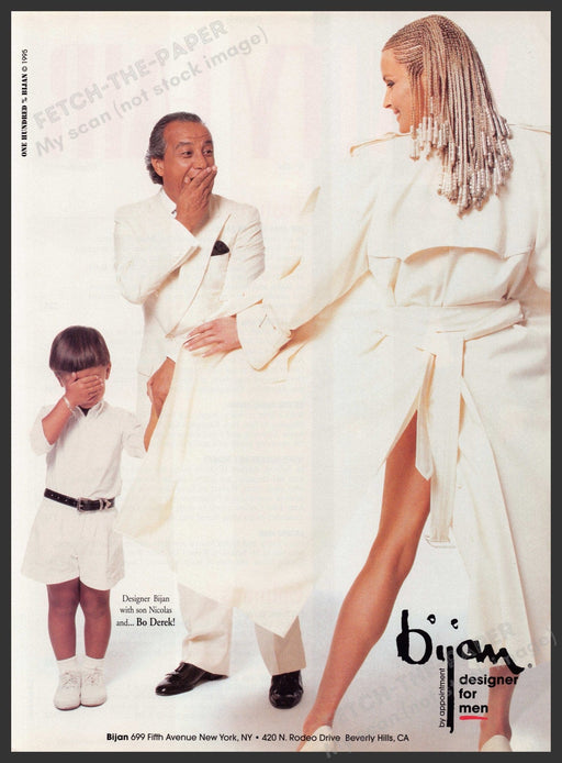 Bijan Designer Bo Derek Flashing 1990s Print Advertisement Ad 1995 Fetch the Paper!