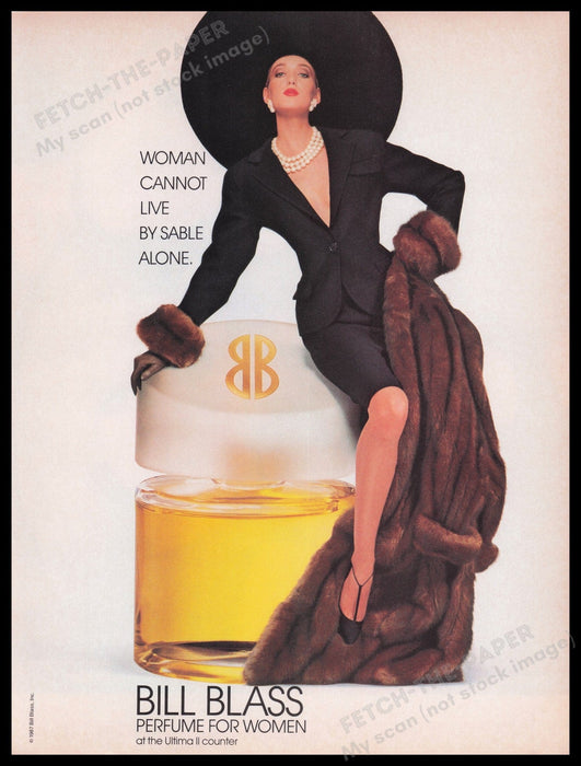Bill Blass Perfume 1980s Print Advertisement Ad 1987 Fetch the Paper!