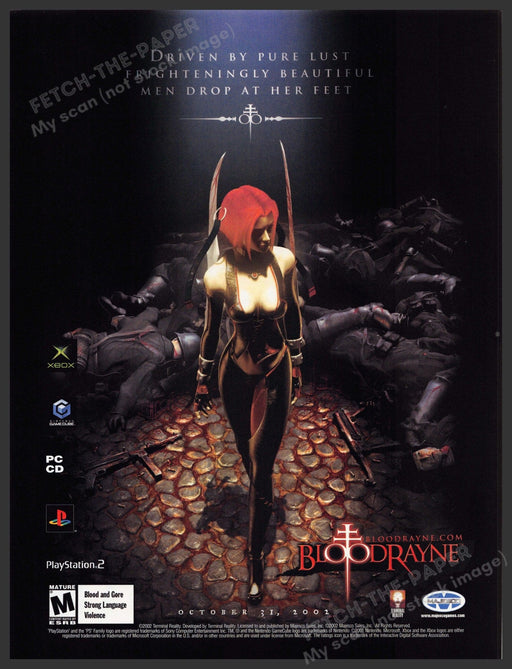 BloodRayne 2000s Magazine Print Advertisement 2002 "Men Drop at Her Feet" BloodRayne