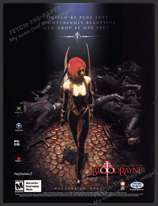 BloodRayne 2000s Magazine Print Advertisement 2002 "Men Drop at Her Feet" BloodRayne
