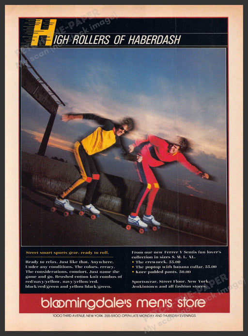 Bloomingdale's Men's Store 1970s Print Advertisement 1979 Roller Skating Couple Bloomingdale's Men's Store