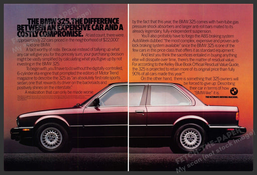 BMW 325 Car 1980s Print Advertisement (2 Page) Ad 1987 Fetch-the-Paper