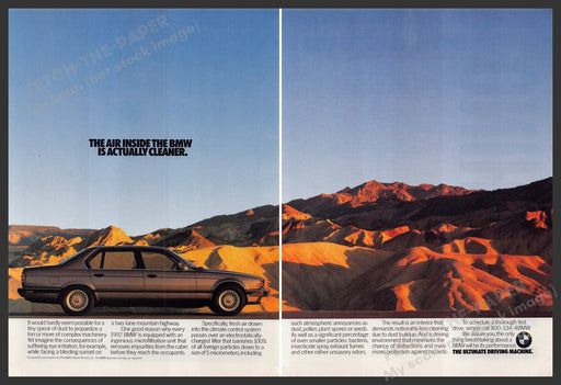 BMW Air Filtration 1990s Print Advertisement (2 Pages) 1991 Cleaner inside air Fetch-the-Paper