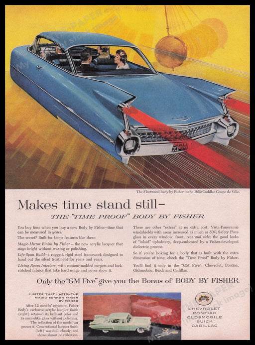 Body by Fisher Fleetwood Cadillac Coupe 1950s Print Advertisement Ad 1959 Fetch the Paper!