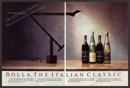 Bolla Italian Wine Classic 1980s Print Advertisement (2 Page) Ad 1987 Fetch-the-Paper