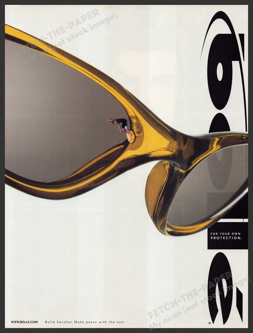 Bolle Sunglasses 2000s Print Advertisement Ad 2002 "For your own protection" Fetch-the-Paper