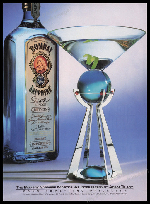 Bombay Sapphire Gin 1990s Print Advertisement Ad 1999 Adam Tihany Designer Fetch the Paper!