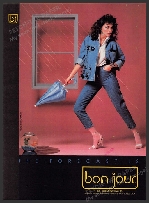 Bon Jour Jeans 1980s Print Advertisement 1983 Bruce Nemeth Legs Rain Window Fetch-the-Paper