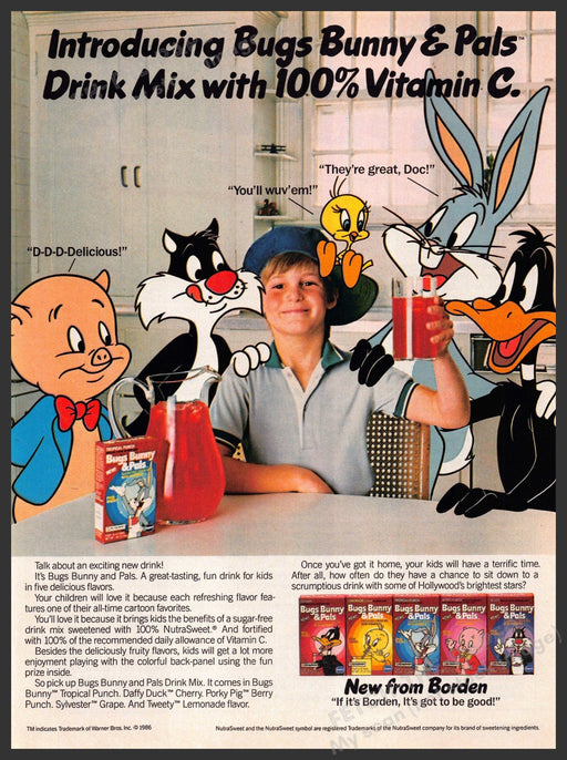 Borden Bugs Bunny & Pals 1980s Print Advertisement 1986 Vitamins Borden