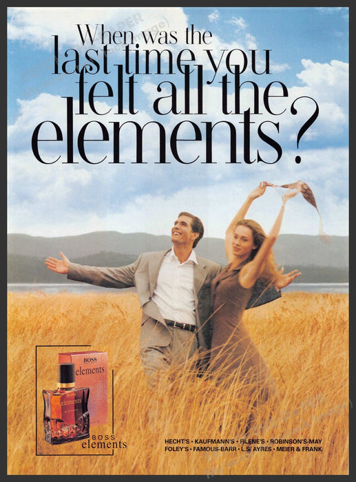 Boss Elements 1990s Print Advertisement 1995 Couple Field (Not the cologne) Boss Elements