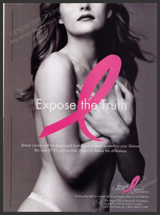 Breast Cancer Research Foundation 2000s Print Advertisement 2004 Awareness Fetch-the-Paper