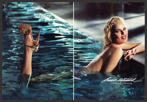 Brian Atwood Footwear 2010s Print Advertisement (2 page) 2013 Bare in the Pool Fetch-the-Paper