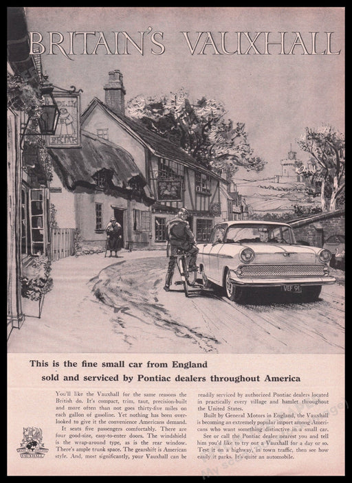Britain Vauxhall Car 1950s Print Advertisement Ad 1959 England Fetch the Paper!