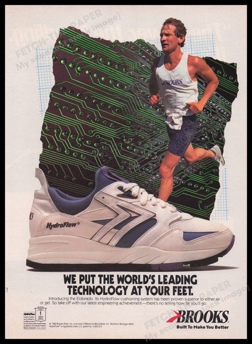 Brooks Eldorado Running Shoe 1990s Print Advertisement Ad 1993 HydroFlow Fetch the Paper!