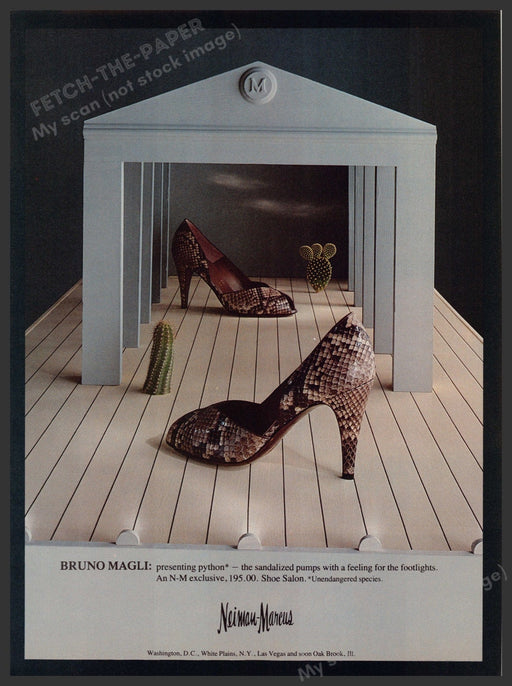 Bruno Magli Python Shoes 1980s Print Advertisement Ad 1981 Neiman-Marcus Fetch-the-paper.com