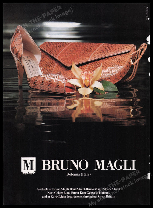 Bruno Magli Shoes 1980s Print Advertisement Ad 1982 Water Bologna Italy Fetch the Paper!