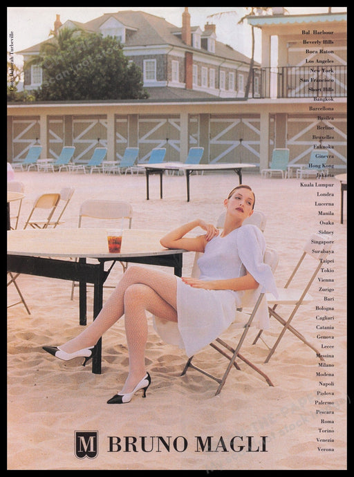 Bruno Magli Shoes 1990s Print Advertisement Ad 1995 Legs Tights Beach Model Fetch the Paper!