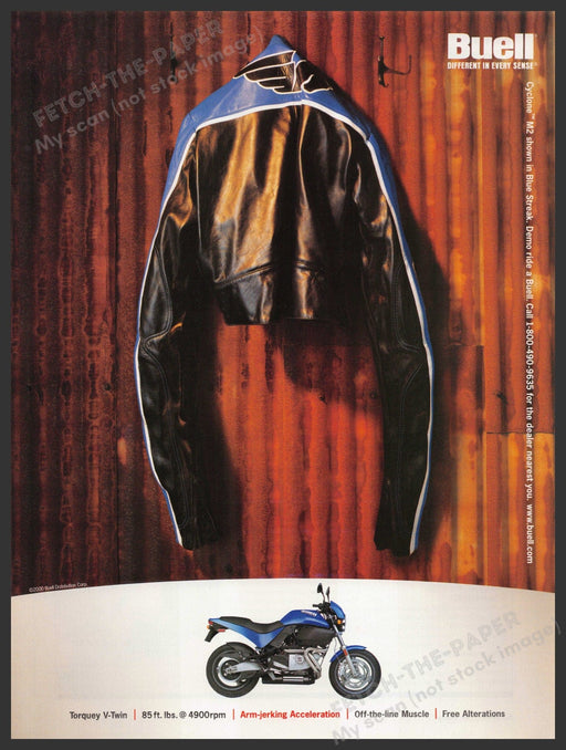 Buell Torquey V-Twin Motorcycle 2000s Print Advertisement 2000 Jacket Fetch-the-Paper