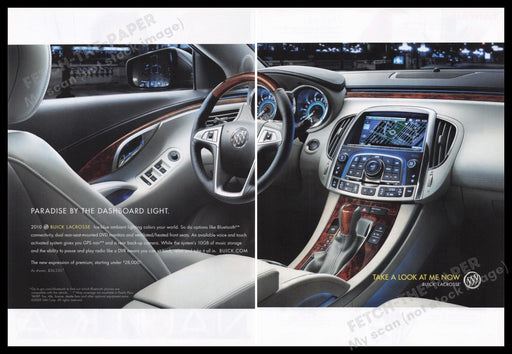 Buick Lacrosse Car 2000s Print Advertisement (2 pages) 2009 Interior Dash Fetch the Paper!