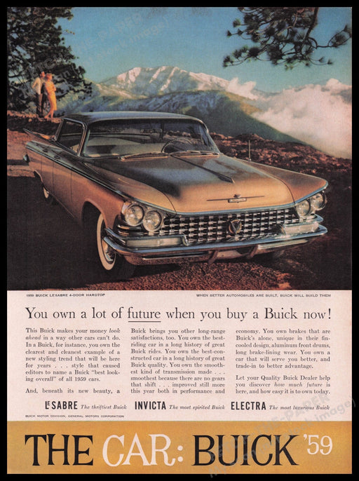 Buick LeSabre Hardtop Car 1950s Print Advertisement Ad 1959 Fetch the Paper!