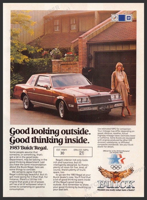 Buick Regal Car 1980s Print Advertisement 1983 Lady Outside Home Fetch-the-Paper