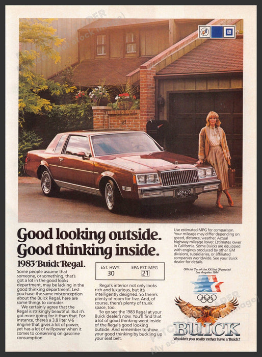 Buick Regal Car 1980s Print Advertisement 1983 Lady Outside Home Fetch-the-Paper