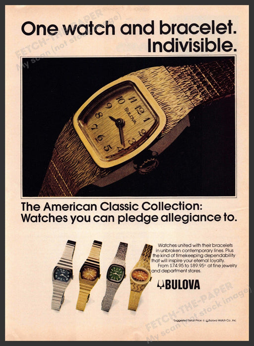 Bulova American Classic Collection 1970s Print Advertisement 1976 Watch Fetch-the-Paper