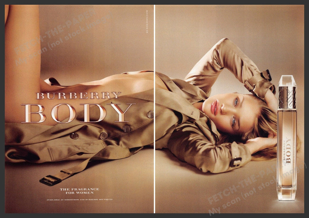 Burberry Body Fragrance 2010s Print Advertisement (2 page) 2012 Bare Body Fetch-the-Paper