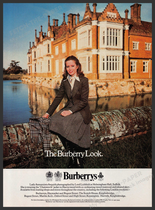 Burberry Clothing 1970s Print Advertisement Ad 1978 Helmingham Hall, Suffolk UK Fetch-the-Paper