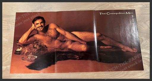 Burt Reynolds 1980s Magazine Fold Out Poster 1985 10.75" x 22" Cosmopolitan Man Burt Reynolds