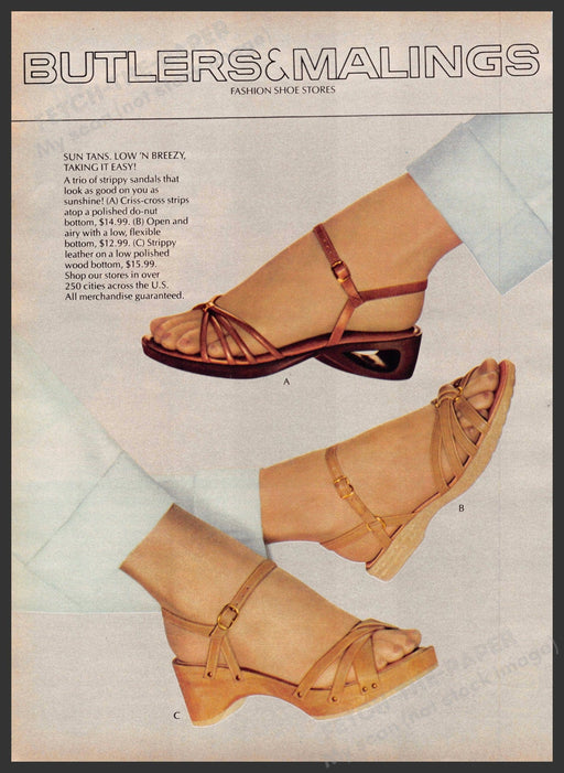 Butlers & Mailings 1970s Print Advertisement 1979 Legs Sun Tans Low 'n Breezy Butlers Malings