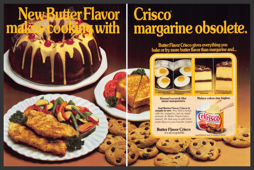 Butter Flavor Crisco 1980s Print Advertisement Ad 1983 "It's all vegetable" Crisco