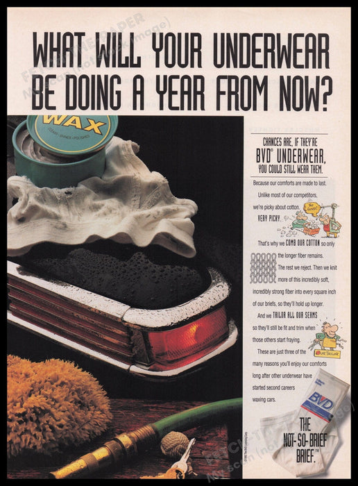 BVD Underwear 1990s Print Advertisement Ad 1993 The Not-so-brief Brief Fetch the Paper!