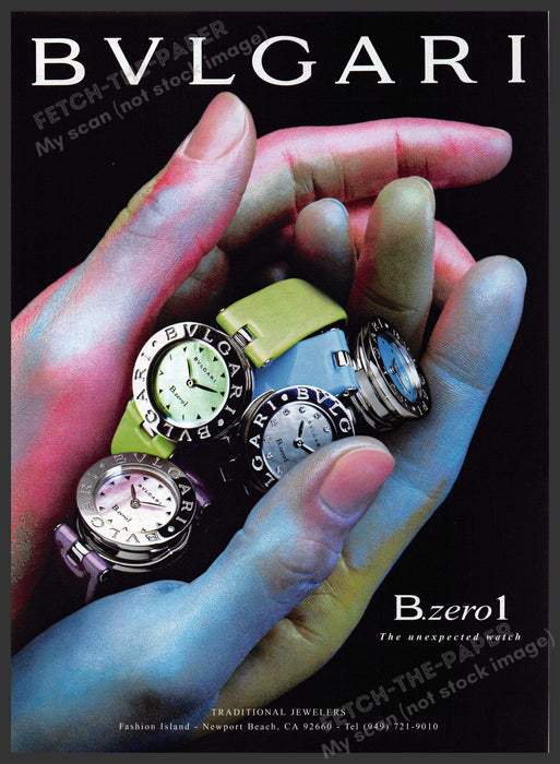 BVLGARI 2000s Print Advertisement Ad 2002 B. zero1 Colorful Hands BVLGARI