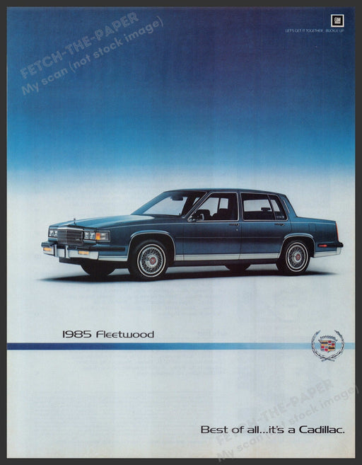 Cadillac 1985 Fleetwood Car 1980s Print Advertisement Ad 1984 Fetch-the-Paper