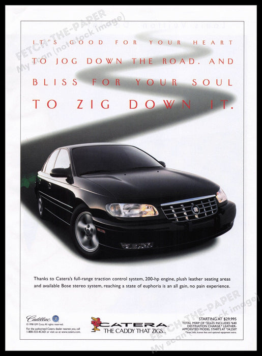 Cadillac Catera Car 1990s Print Advertisement Ad 1998 Fetch the Paper!