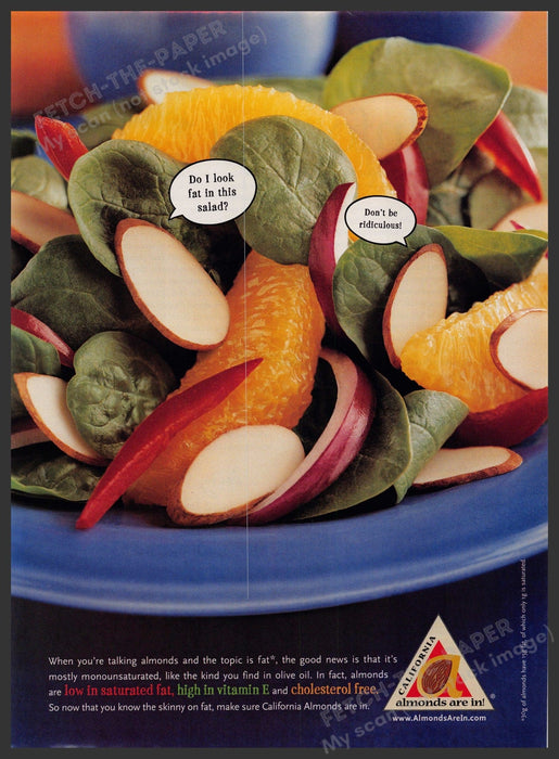 California Almonds 2000s Print Advertisement 2002 Salad Fetch-the-Paper