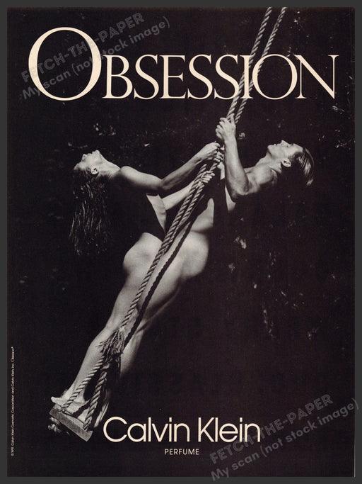 Calvin Klein 1990s Print Advertisement 1993 Obsession Bare Couple Swing Perfume Calvin Klein