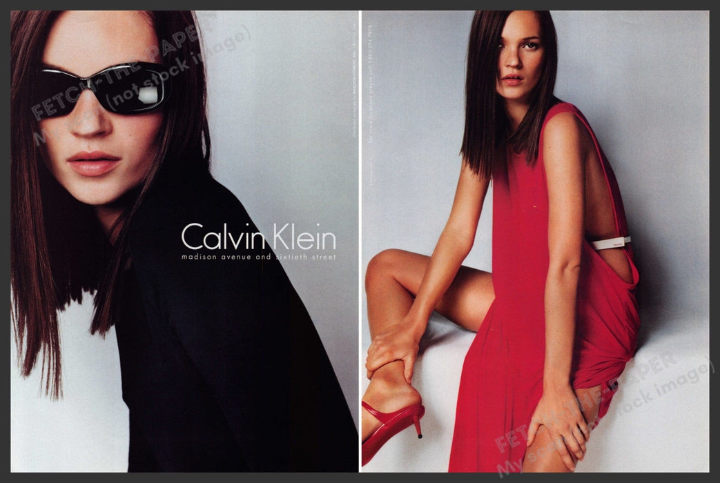 Calvin Klein Clothing Kate Moss 1990s Print Advertisement (2 pages) 1999 Legs Fetch the Paper!