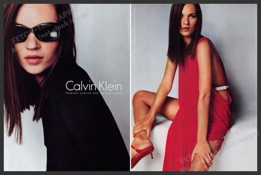 Calvin Klein Clothing Kate Moss 1990s Print Advertisement (2 pages) 1999 Legs Fetch the Paper!