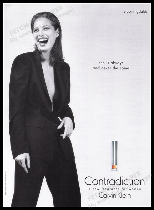 Calvin Klein Contradiction 1990s Print Advertisement Ad 1998 Christy Turlington Fetch the Paper!